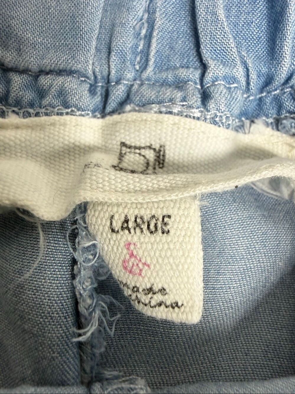 Thread & Supply Chambray Tie Waist Shorts Light Blue Junior Size Large - Picture 7 of 11